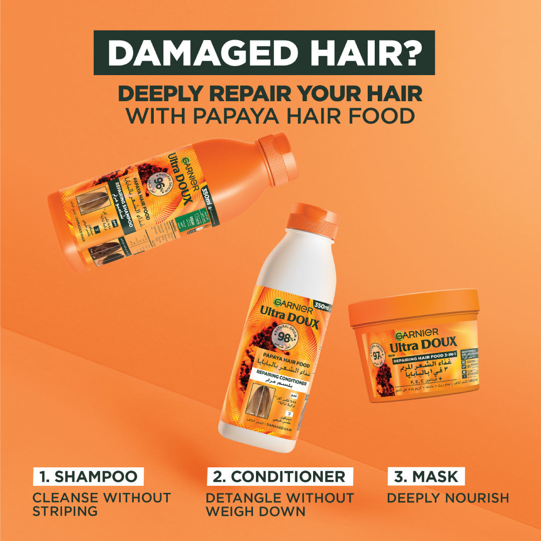 Ultra Doux Papaya Vegan Hair Food Shampoo For Damaged Hair 350 ML