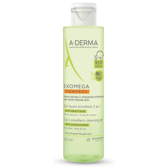 A-derma Exomega Control 2-in-1 Emollient Anti-itch Cleansing Gel