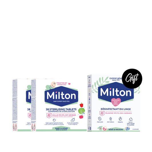 Milton Sterilising Tablets-28 Tabs (x2) + Gift: Milton Antibacterial Laundry Tablets - 12 Tablets (Expiry:2/2026)
