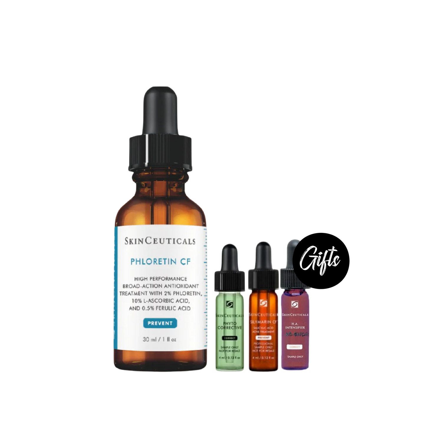 SkinCeuticals Phloretin CF – 30 ML + Gifts: Phyto Corrective Gel 4 ML + Silymarin CF 4 ML + H.A. Intensifier Multi-Glycan 4 ML