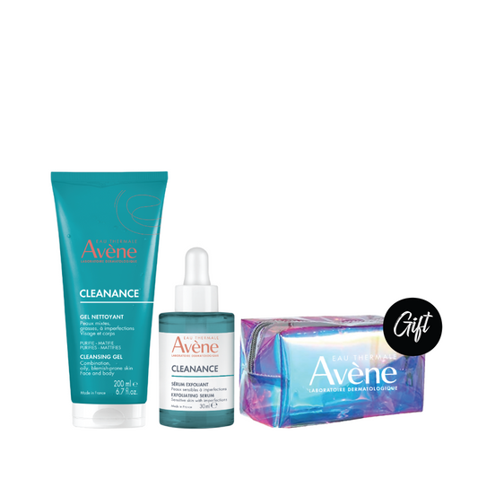 Avene Cleanance Cleansing Gel 200 ML + Avene Cleanance Exfoliating AHA Serum 30ML + Gift: Pouch