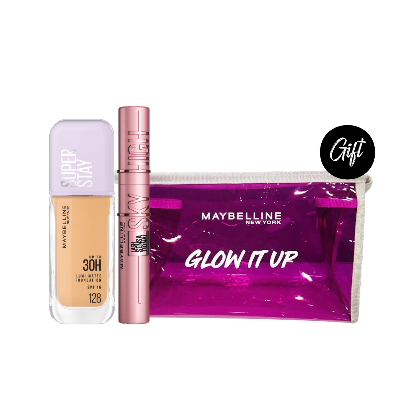 Maybelline Super Stay 30H Lumi-Matte Foundation 35 ML + Sky High Mascara + Gift: Pouch