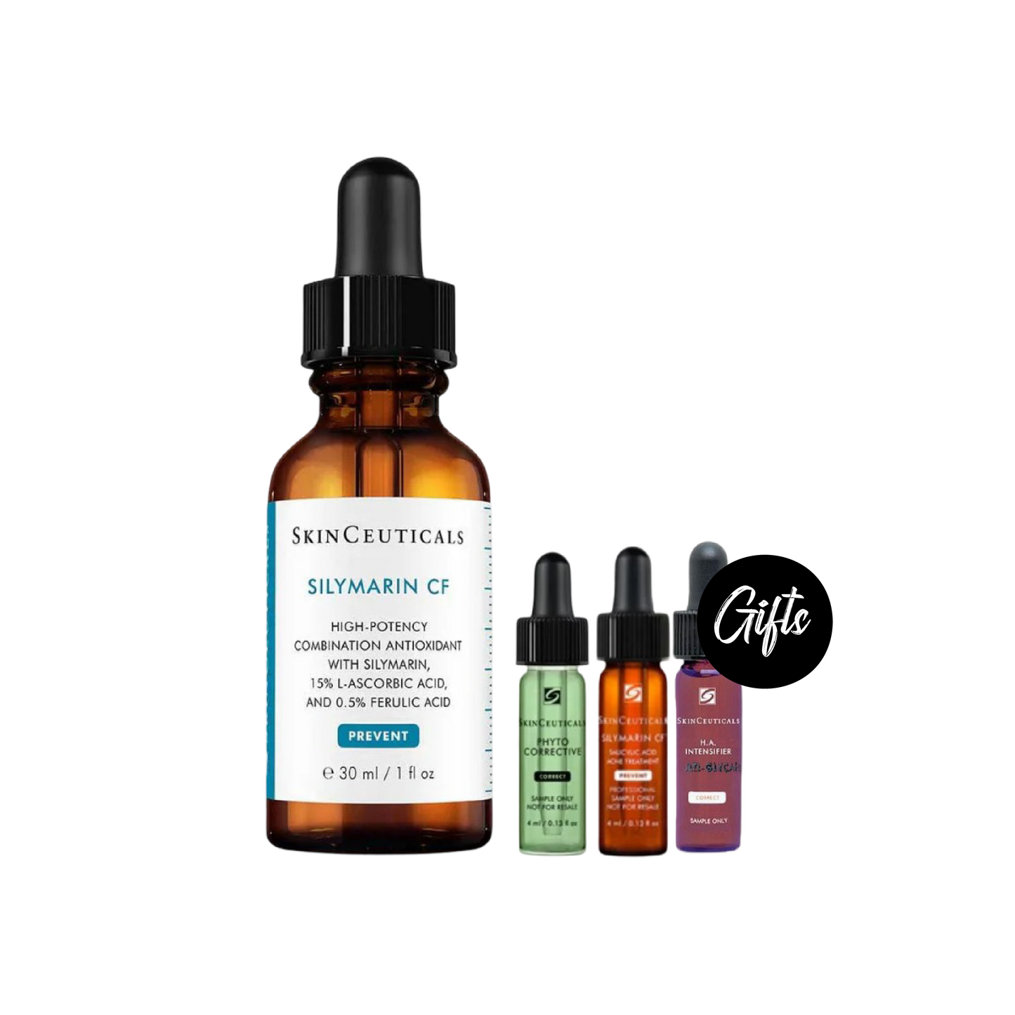 SkinCeuticals Silymarin CF 30 ML + Gifts: Phyto Corrective Gel 4 ML + Silymarin CF 4 ML + H.A. Intensifier Multi- Glycan 4 ML
