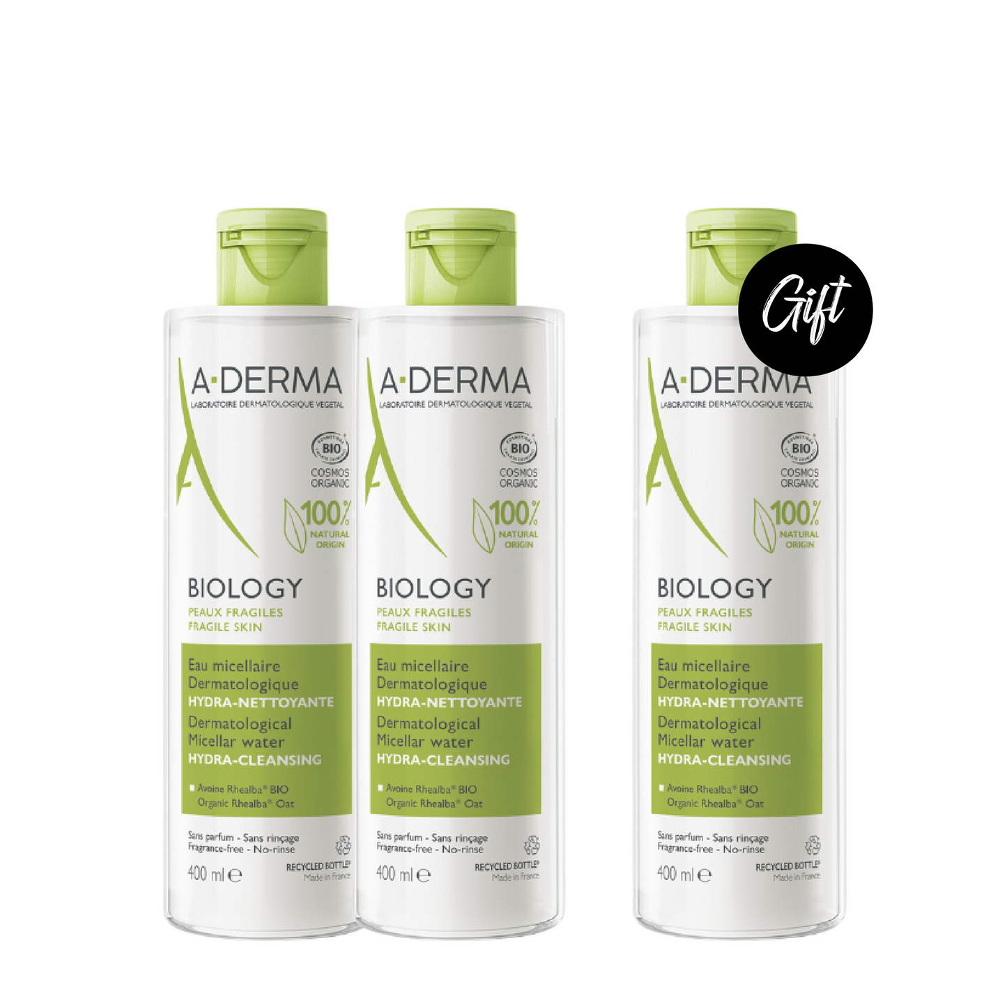 Buy 2 Get 1: A-derma Biology Hydra Cleansing Dermatological Micellar Water 400 ML