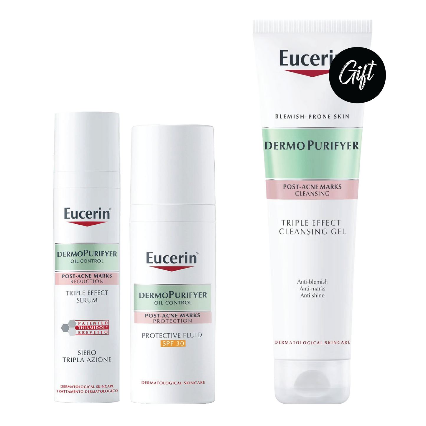 Eucerin DermoPurifyer Triple Effect Serum 40ml +DermoPurifyer Protective Fluid 50ml +Gift: Dermo Purifyer Oil Control 3 effect Cleanser 150ml