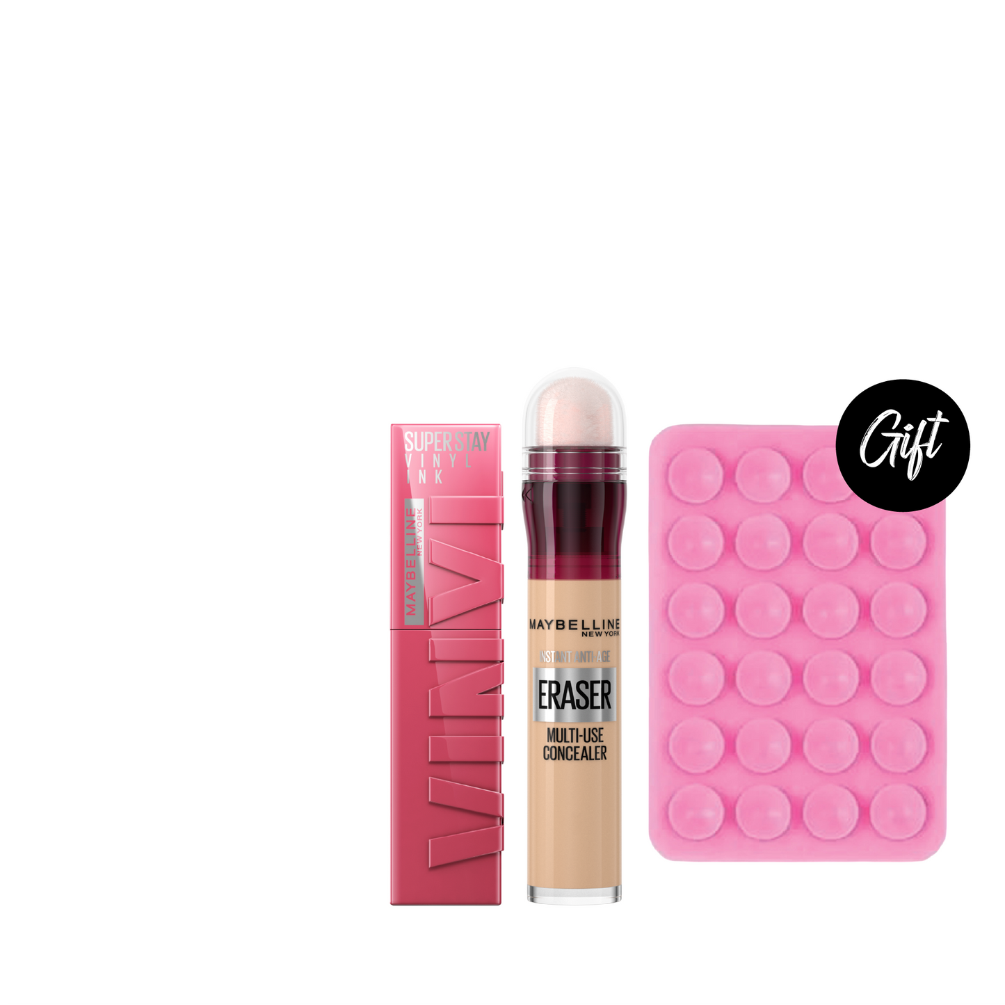 Maybelline-Super Stay-Vinyl Ink Long Wear Liquid Lip Color + Maybelline New York Instant Age Rewind Eraser + Gift: Silicone Mobile Sticker