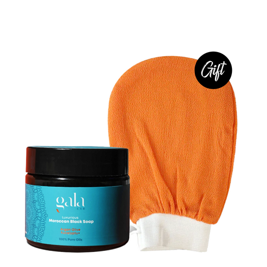 Gala Lab Luxurious Moroccan Black Soap + Authentic Moroccan Exfoliating Bath Glove for free