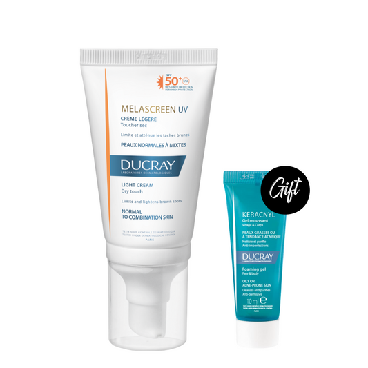 Ducray Melascreen UV Fluid SPF50+ 50ML + Gift: Ducray Keracnyl Foaming Gel 10 ML