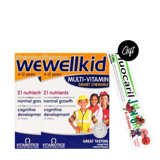 Vitabiotics Wellkid (x2) +Gift: Fluocaril Junior Toothpaste 6-13 Years Red Berry 75 ML (Expiry: 5/26)