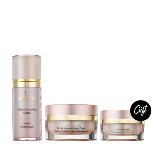 Rivage Skin Correcting Serum 30 ML + Rivage Replenishing Anti Age Cream 50 ML + Gift: Rivage Eye Wrinkle Gel 30 ML