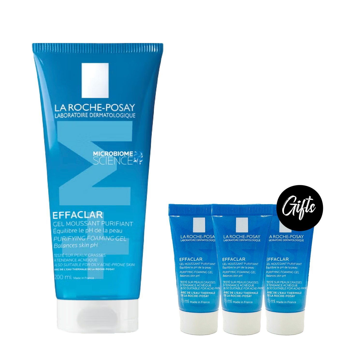 La Roche-Posay Effaclar Acne Foaming Cleansing Gel 200ml + 3x Effaclar Acne Foaming Cleansing Gel 15ml