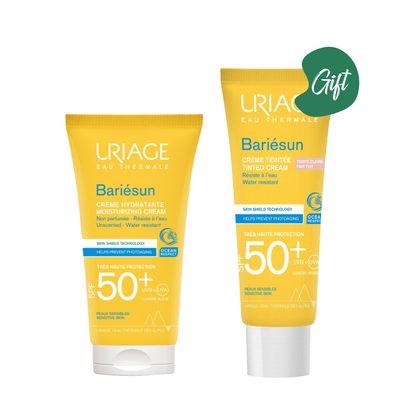 Uriage Bariesun Moisturizing Cream Unscented SPF 50 50ML + Gift: Uriage Bariesun Tinted Cream Spf 50+ 50ML