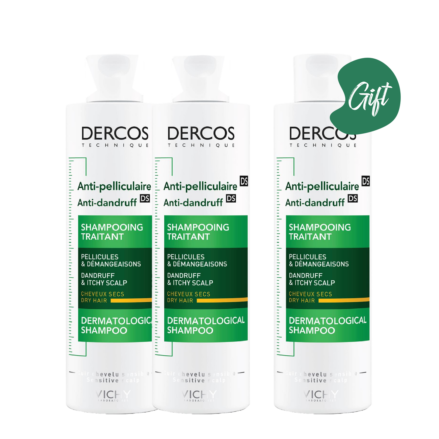 Buy 2 Get 1: Vichy Dercos Anti-Dandruff Shampoo For Dry Hair 200ML