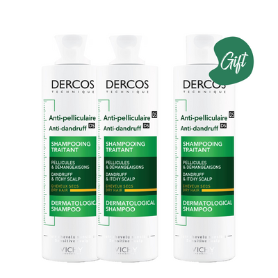 Buy 2 Get 1: Vichy Dercos Anti-Dandruff Shampoo For Dry Hair 200ML