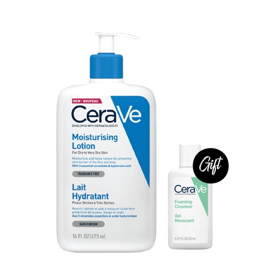 Cerave Daily Moisturizing Lotion 473 ML + Gift: Cerave Foaming Facial Cleanser 20 ML or Cerave Hydrating Cleanser 20 ML