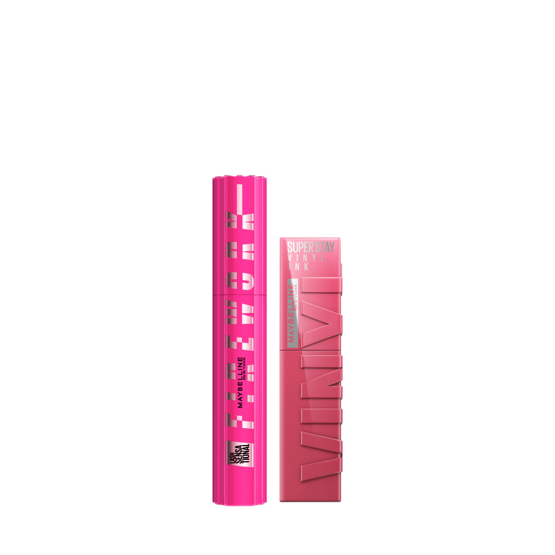 Maybelline Lash Sensational Firework + Maybelline-Super Stay-Vinyl Ink Long Wear Liquid Lip Color