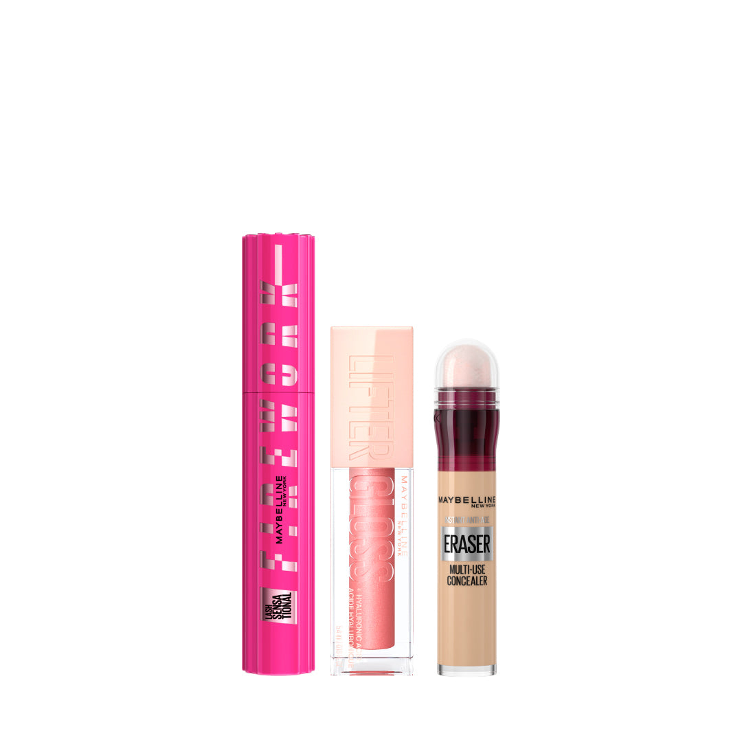 Maybelline Lash Sensational Firework + Maybelline Lifter Gloss + Maybelline New York Instant Age Rewind Eraser