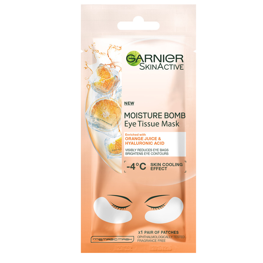 Garnier Skin Active Hydra Bomb Eye Tissue Mask Hyaluronic Acid and Orange Juice