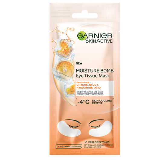 Garnier Skin Active Hydra Bomb Eye Tissue Mask Hyaluronic Acid and Orange Juice