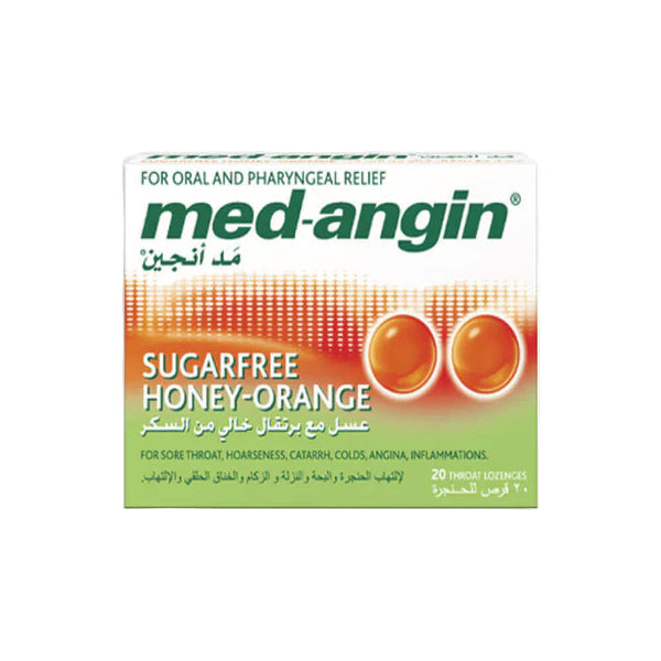 Med-Angin Honey-Orange Sugarfree 20 Lozenges