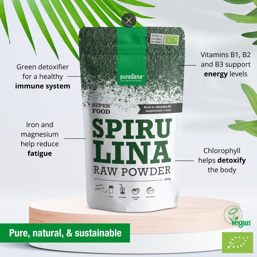 Purasana - Spirulina Raw Powder 200 Gr