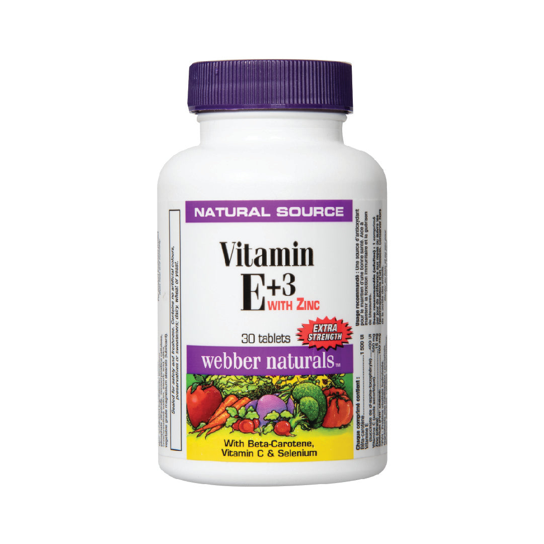 Webber Naturals® Vitamin E+3 With Zinc - 30 Tablets