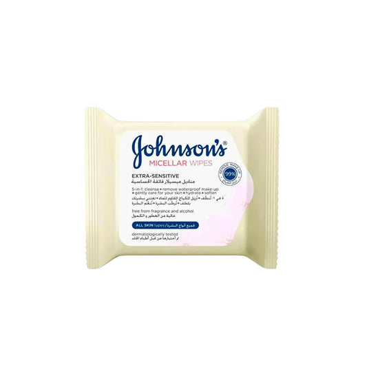 Johnson's Facial Wipes Micellar Extra Sensitive White 25's