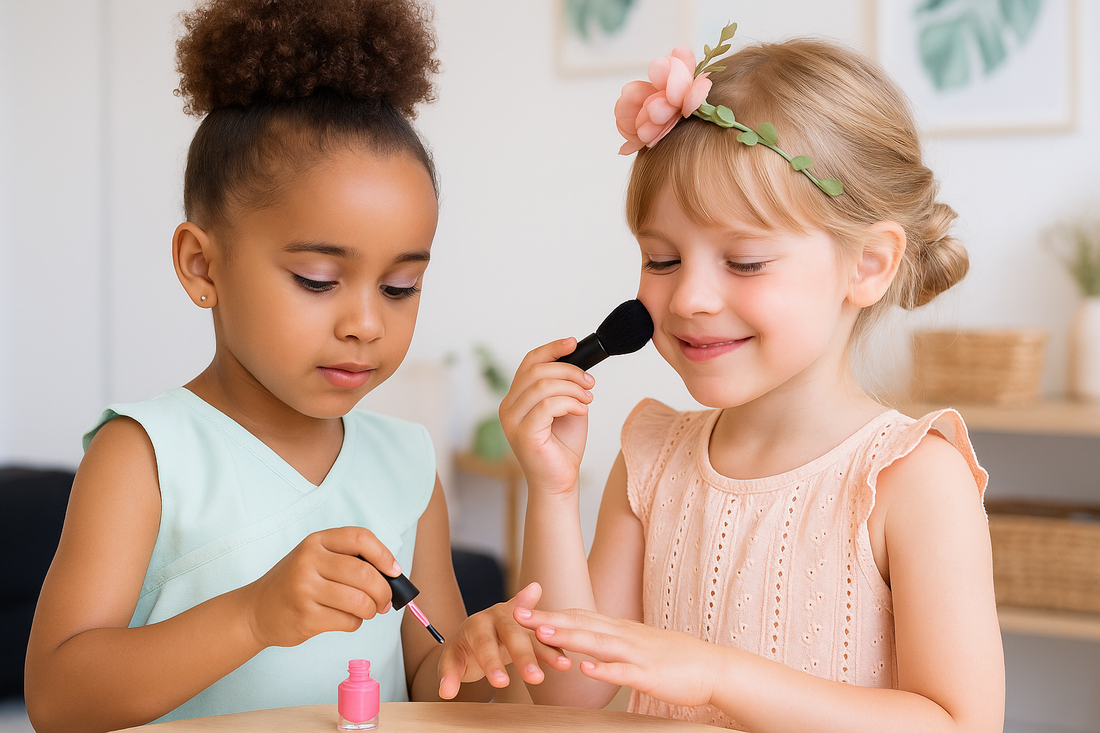 Rosajou make up brand for kids vegan, 98% natural ingredients, ecofriendly, lipstick, lip gloss, blush, nail polish, nail file