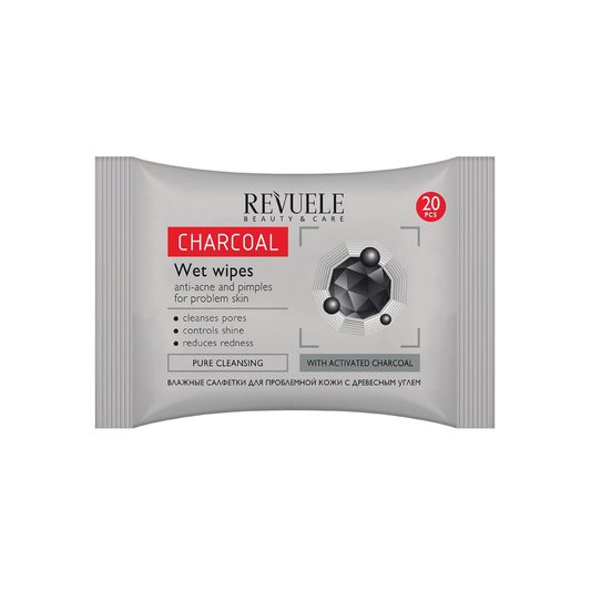 Revuele Wet Wipes Charcoal Anti-Acne & Pimples For Problem Skin 20 PCS