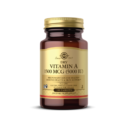 Solgar Dry Vitamin A 1500 MCG (5000 IU) With Vitamin C 100 Tablets