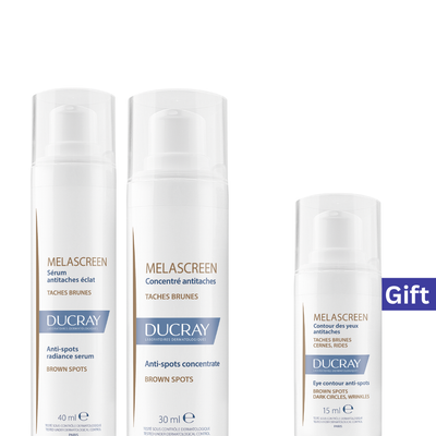 Ducray Melascreen Anti-Spots Radiance Serum 40 ML + Ducray Melascreen Anti-Spots Concentrate 30ML + Gift: Ducray Melascreen Eye Contour Anti-Spots 15ML