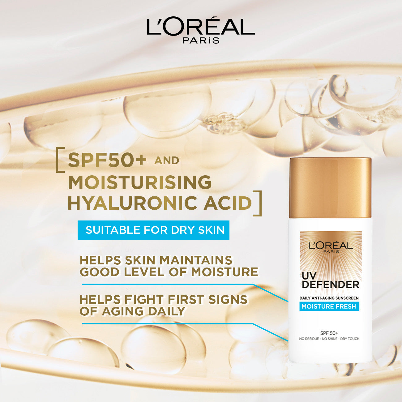 L’Oréal Paris UV Defender Sunscreen SPF50+/PA++++ - Moisture Fresh