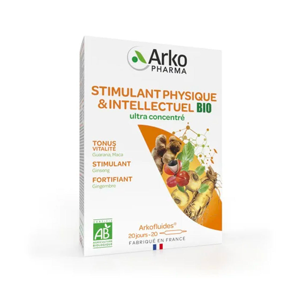 Arkopharma Arkofluids Organic Physical and Intellectual Stimulant 20 Vials
