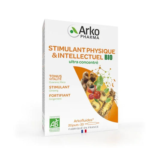 Arkopharma Arkofluids Organic Physical and Intellectual Stimulant 20 Vials