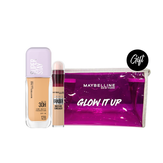 Maybelline Super Stay 30H Lumi-Matte Foundation 35 ML + Instant Age Rewind Eraser + Gift: Pouch