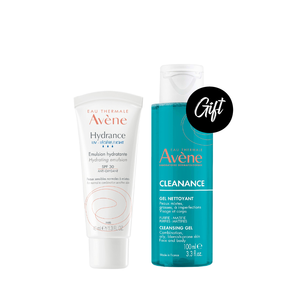 Avène Hydrance UV Light SPF 30 Emulsion 40 ML + Gift: Avène Cleanance Cleansing Gel 100 ML