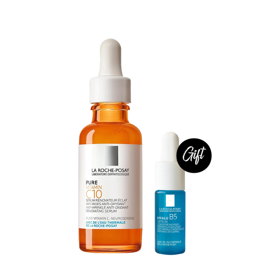 La Roche-Posay 10% Pure Vitamin C Anti Aging Face Serum for Wrinkles  30ml + Gift: Mini La Roche-Posay Hyalu B5 Serum