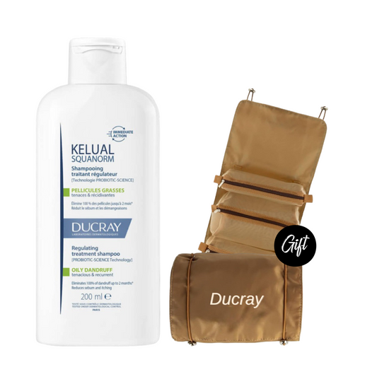 Ducray Squanorm Anti-Dandruff Treatment Shampoo - Oily Dandruff 200ML + Gift: Pouch