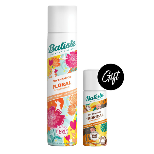 Batiste Dry Shampoo Floral 200ml+ Gift: Batiste Dry Shampoo Tropical 50ml