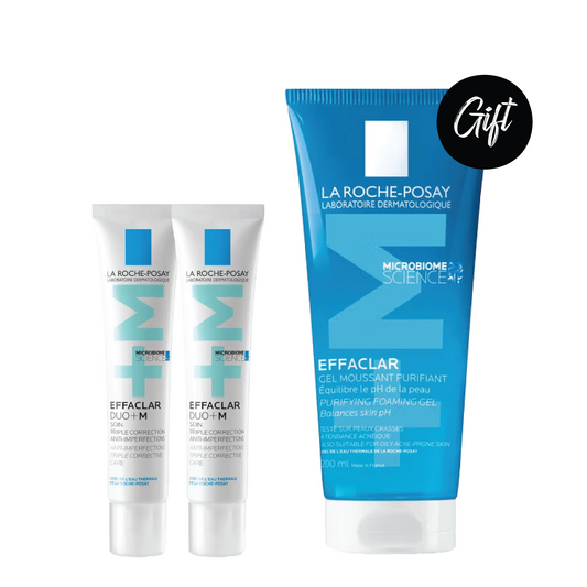 2x La Roche Posay Effaclar Duo+M Acne Treatment Cream 40ML + Gift: Effaclar Acne Foaming Cleansing Gel 200ML