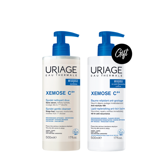 Uriage Xémose C8+ Syndet Gentle Cleanser 500 ML + Gift: Uriage Xémose C8+ Lipid-Replenishing Anti-Itch Balm 500 ML
