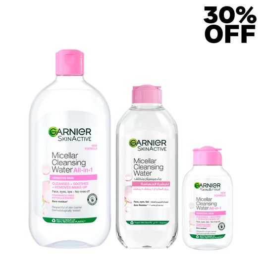 Buy & Get 30% on Garnier Micellar Cleansing Water Pink For Sensitive Skin 100ml, 400ml & 700ml