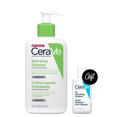 Cerave Hydrating Cleanser 236 ML + Gift: CeraVe SA Smoothing Cleanser 20 ML