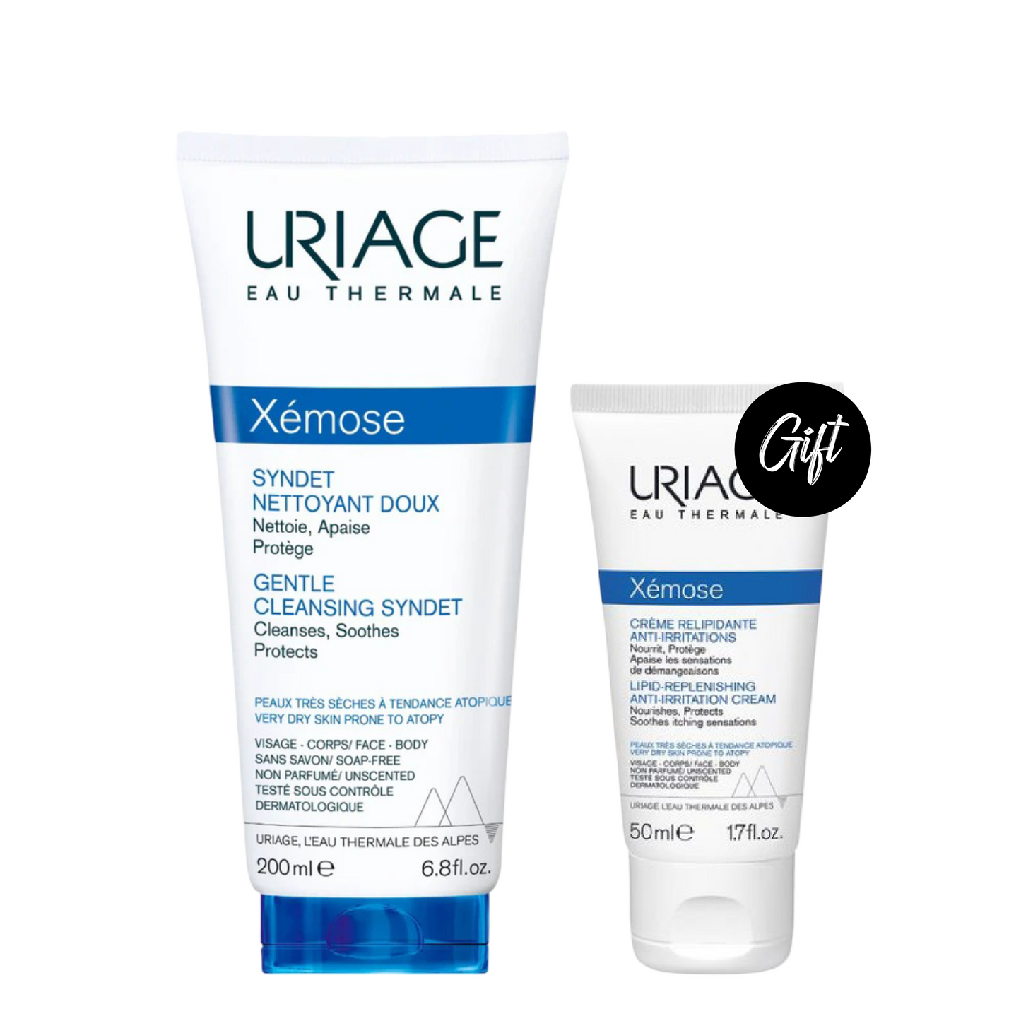 Uriage Xémose Gentle Cleansing Syndet - 200 ML + Gift: Uriage Xémose Lipid-Replenishing Anti-Irritation Cream 50 ML