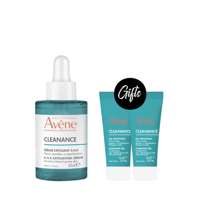 Avène Cleanance AHA Exfoliating Serum 30 ML + Gifts: Avène Cleanance Cleansing Gel 15 ML (x2)