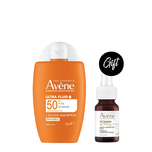 Avène Ultra Fluid Invisible SPF50 50 ML + Gift: Avène Radiance Vitamin Activ Cg Corrector Serum 10 ML