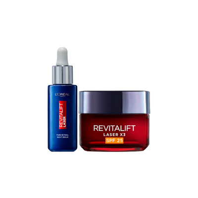 L’Oreal Paris Revitalift Laser x3 - Pure Retinol Night Serum 30 ML + L'Oreal Paris Revitalift Laser Renew + SPF 25 50ML