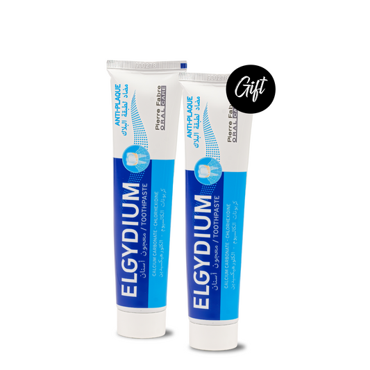 Buy 1 get 1: Elgydium Anti-Plaque Toothpaste 100 ML + Gift:  Elgydium Anti-Plaque Toothpaste 100 ML (expiry date: 11-2025)