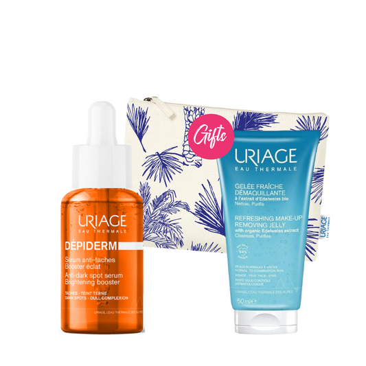 Uriage Depiderm Anti-Dark Spot Serum 30ml+ Gift: Uriage Gelée Fraîche Démaquillante -150 ml + Pouch