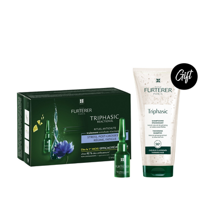 Rene Furterer Triphasic Reactional Anti-Hair Loss Ritual 12*5 ML + Gift: Rene Furterer Triphasic Stimulating Shampoo-200ML